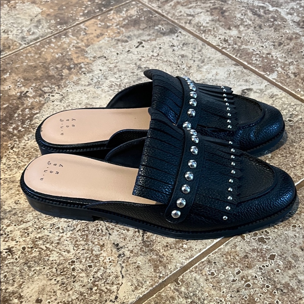 a new day Black Fringe Loafers with Silver Studs - Picture 4 of 5